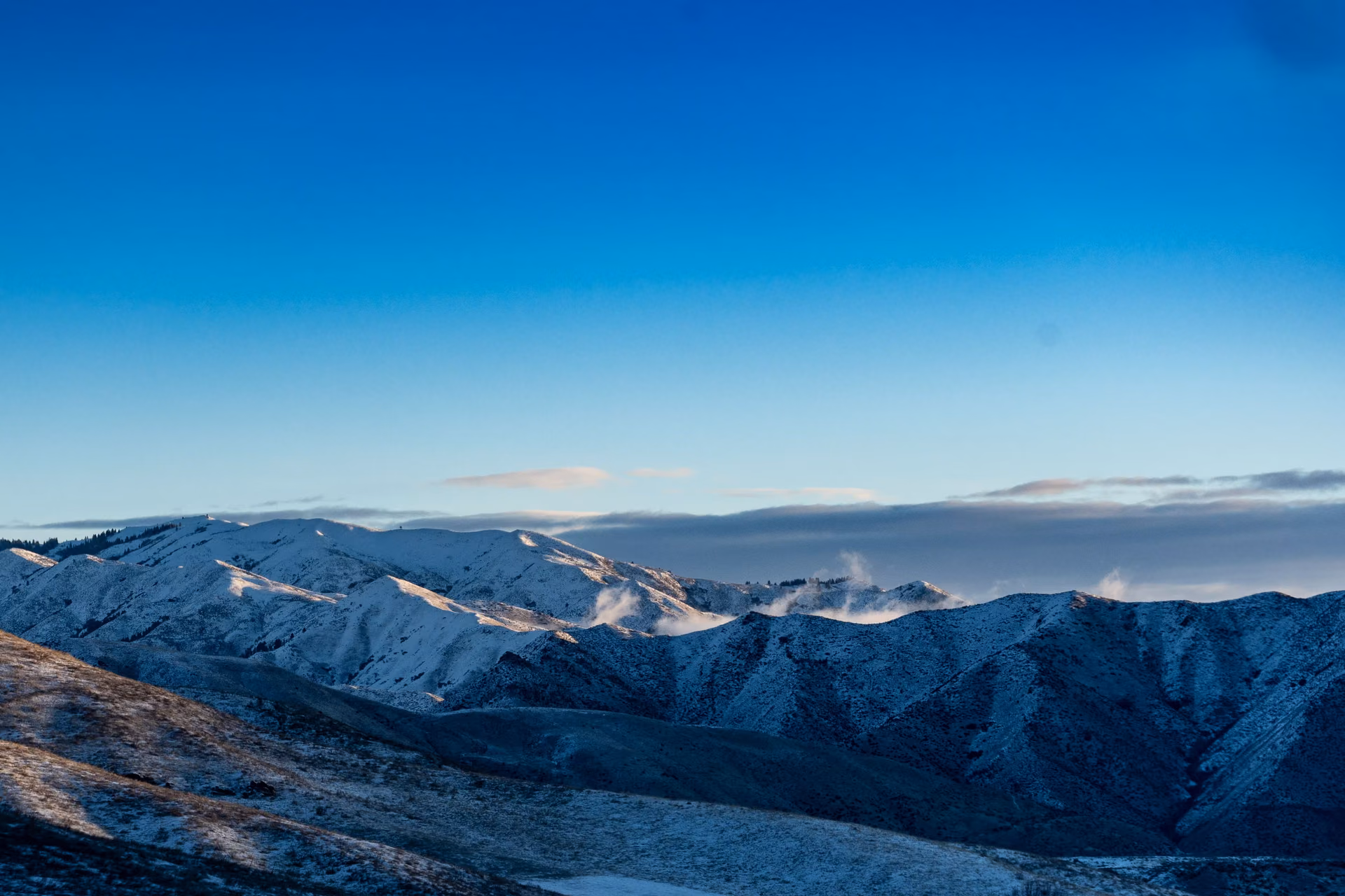 Snow-capped mountains above Queenstown, New Zealand